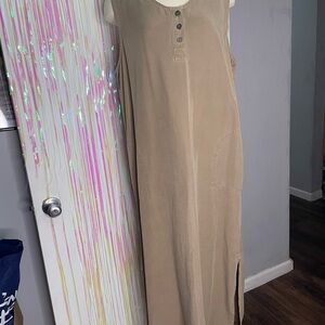 Tan Maxi Dress 100% Tenceli has pockets